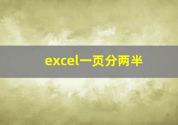 excel一页分两半