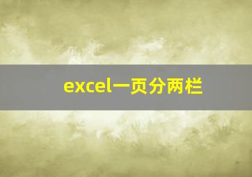 excel一页分两栏