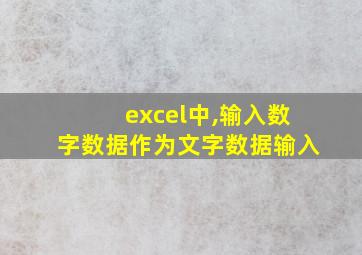 excel中,输入数字数据作为文字数据输入