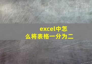 excel中怎么将表格一分为二