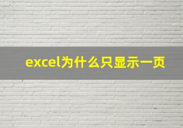 excel为什么只显示一页