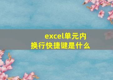 excel单元内换行快捷键是什么