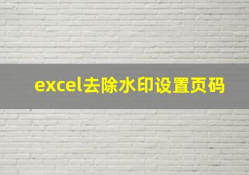 excel去除水印设置页码