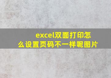 excel双面打印怎么设置页码不一样呢图片