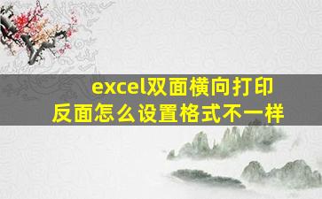 excel双面横向打印反面怎么设置格式不一样