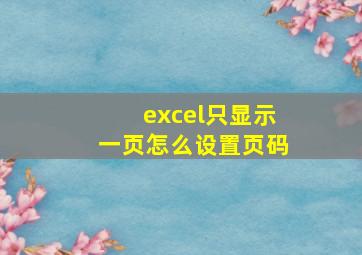 excel只显示一页怎么设置页码