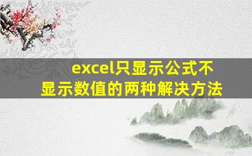 excel只显示公式不显示数值的两种解决方法