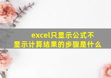 excel只显示公式不显示计算结果的步骤是什么