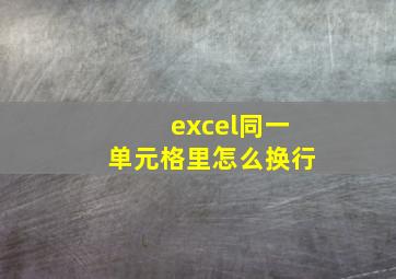 excel同一单元格里怎么换行