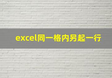 excel同一格内另起一行