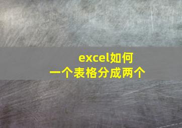 excel如何一个表格分成两个