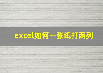 excel如何一张纸打两列