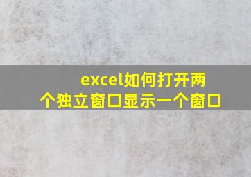 excel如何打开两个独立窗口显示一个窗口