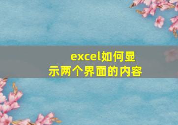 excel如何显示两个界面的内容