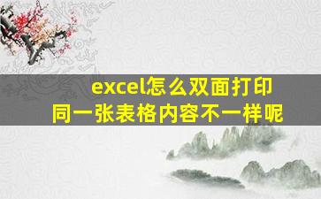 excel怎么双面打印同一张表格内容不一样呢