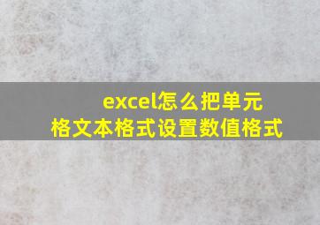 excel怎么把单元格文本格式设置数值格式