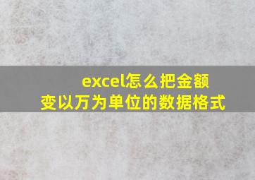 excel怎么把金额变以万为单位的数据格式