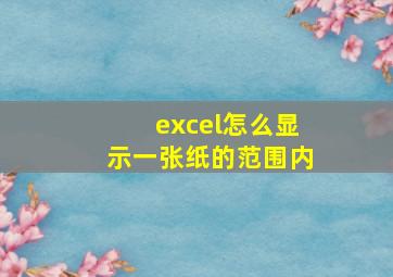 excel怎么显示一张纸的范围内