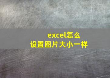 excel怎么设置图片大小一样