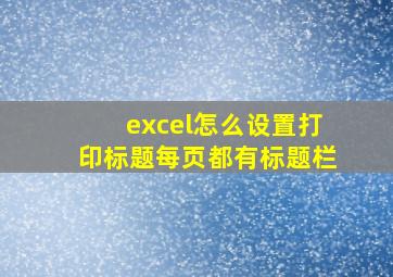 excel怎么设置打印标题每页都有标题栏