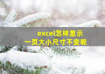 excel怎样显示一页大小尺寸不变呢