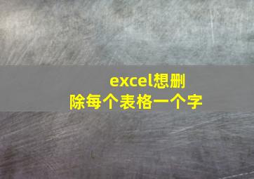 excel想删除每个表格一个字