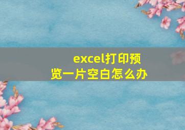 excel打印预览一片空白怎么办