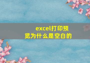 excel打印预览为什么是空白的