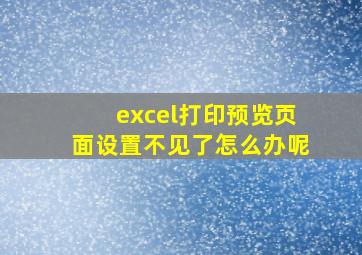 excel打印预览页面设置不见了怎么办呢