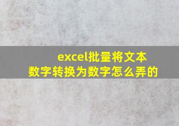 excel批量将文本数字转换为数字怎么弄的