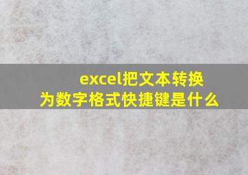 excel把文本转换为数字格式快捷键是什么