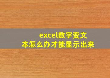 excel数字变文本怎么办才能显示出来