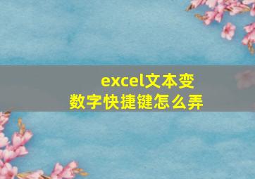 excel文本变数字快捷键怎么弄