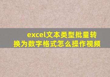 excel文本类型批量转换为数字格式怎么操作视频