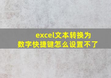 excel文本转换为数字快捷键怎么设置不了