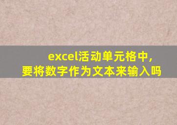 excel活动单元格中,要将数字作为文本来输入吗