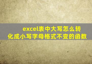 excel表中大写怎么转化成小写字母格式不变的函数