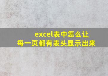 excel表中怎么让每一页都有表头显示出来