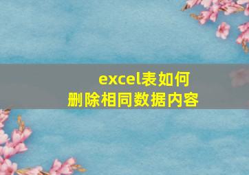 excel表如何删除相同数据内容