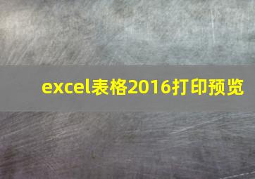 excel表格2016打印预览