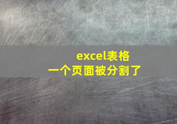 excel表格一个页面被分割了