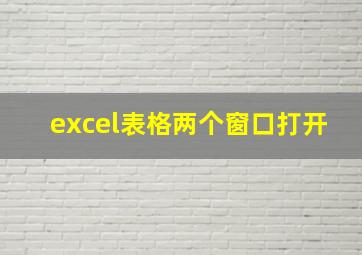 excel表格两个窗口打开