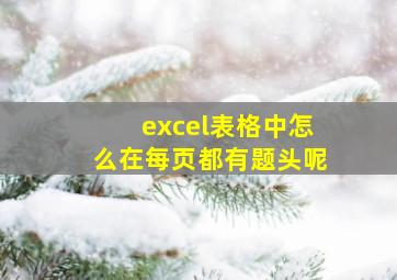 excel表格中怎么在每页都有题头呢