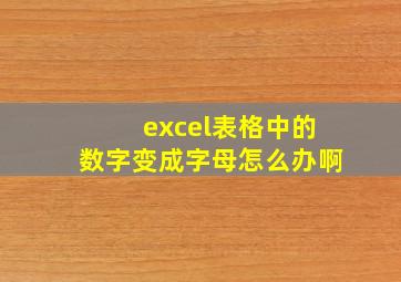 excel表格中的数字变成字母怎么办啊