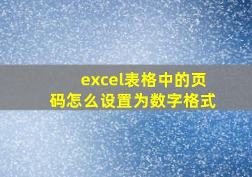 excel表格中的页码怎么设置为数字格式