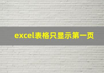 excel表格只显示第一页