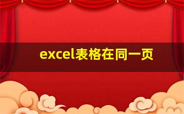 excel表格在同一页