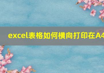 excel表格如何横向打印在A4