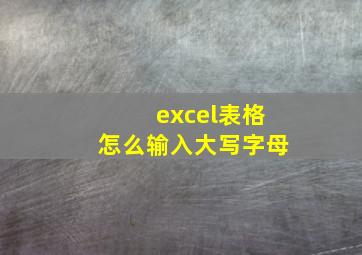 excel表格怎么输入大写字母