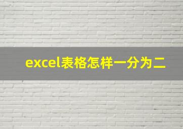 excel表格怎样一分为二